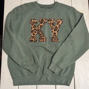 Green Leopard Print KY Woman’s Sweatshirt. 
Sales are final.